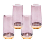 4 Pcs Set High Ball Glass Pink And Gold image number 0
