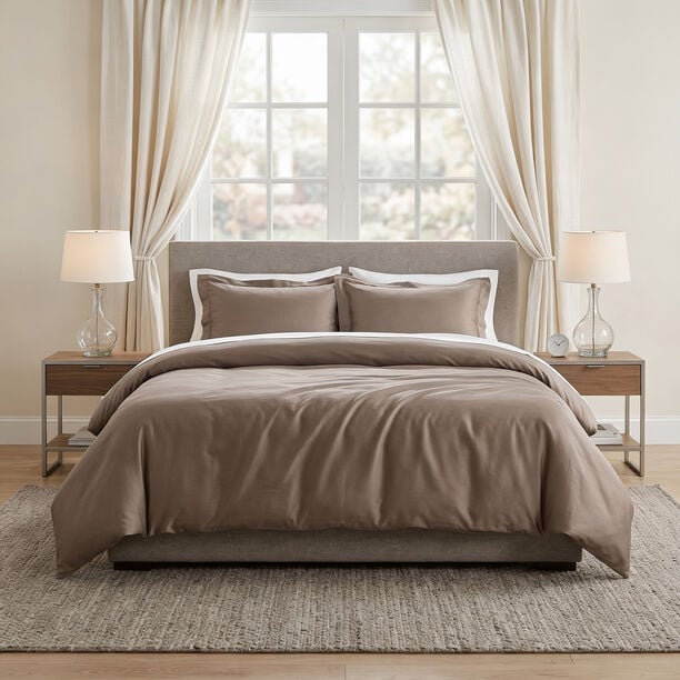بوتيك بلانش طقم غطاء لحاف تنسل 300 خيط، موكا، 260*240 سم image number 0