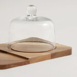 Alberto acacia wood cheese board with glass dome 30*19.8*16.5cm image number 2