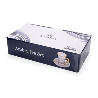La Mesa Arabic Tea Set 12 Pieces Honey Marble And Gold