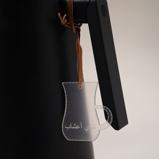 Vacuum flask arylic tag with thyme tea label