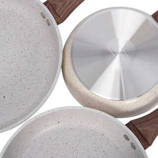 Alberto Forged Aluminum Frypan Set 3 Pieces Cream