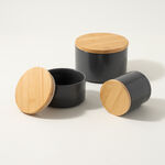 3 Pcs Grey Chalk Storage Jars With Bamboo Lid image number 5