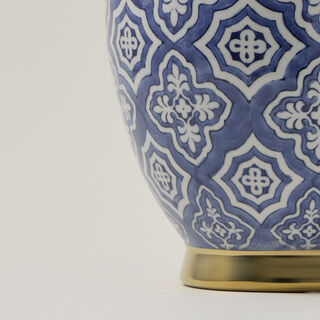 Vase Blue Pattern With Gold 23 *23 * 31 cm
