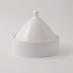 La Mesa Porcelain Tagine With Plain Leather Coat, White, 9.5" image number 1