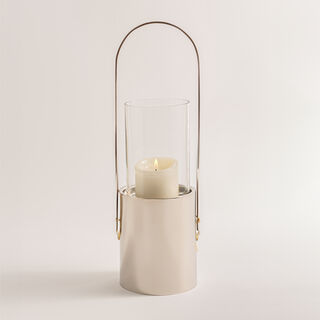 Oulfa collection silver metal & glass medium lantern 12*41 cm