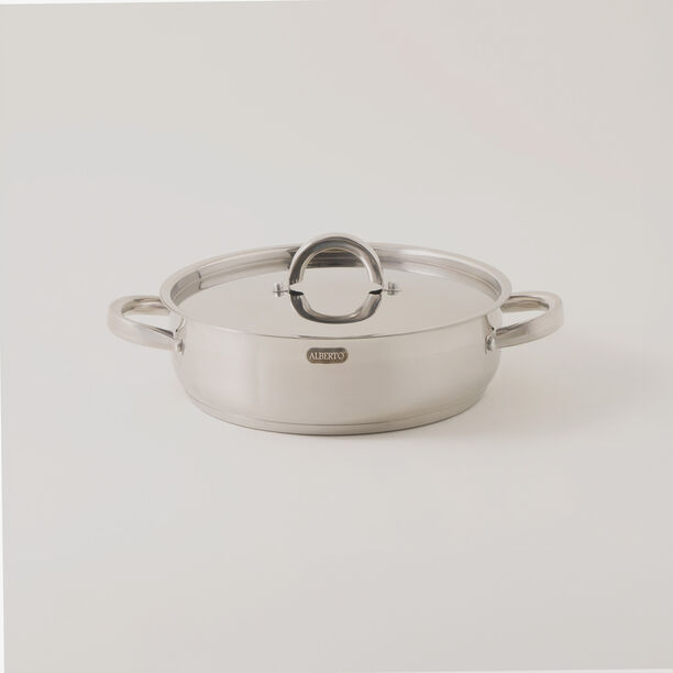 Alberto stainless steel 11pcs cookware set silver body gold handles image number 2