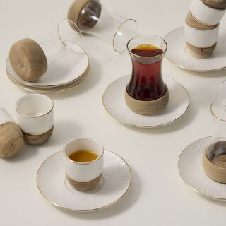18 Pcs Arabic Tea And Coffee Set White Blend