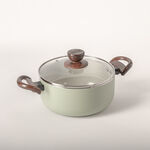 7 Pcs non stick cookware set with glass lid green image number 4