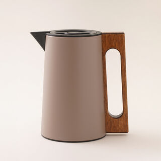 Dallaty steel vacuum flask flask with wood handle 0.6L, dark beige