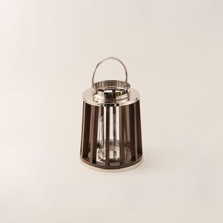 Homez stainless steel silver wood lantern 29*42 cm