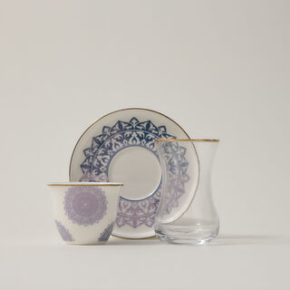 La Mesa Tea And Coffee Set 18 Pieces Blue Metalic Effect
