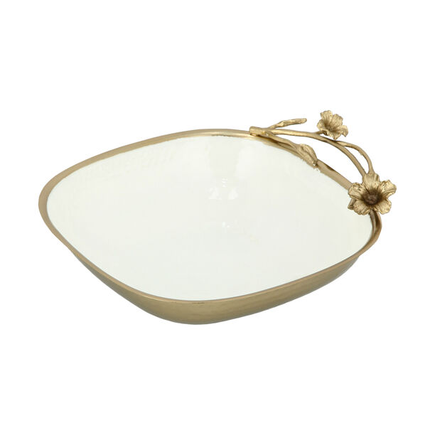 Oval Bowl White&Satin Gold image number 0