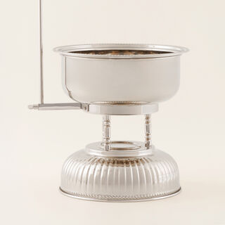 لا ميسا طبق دائري ستانلس ستيل مع حامل 5 لتر، فضي