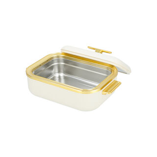 La Mesa matte off white & gold plastic food warmer 4L
