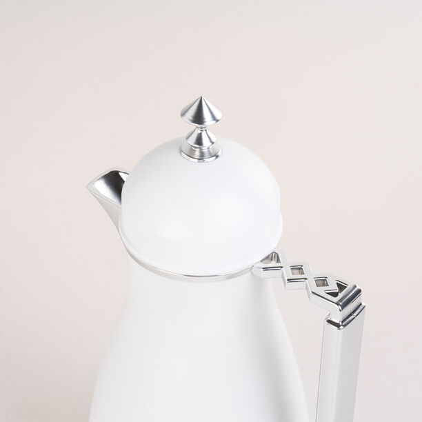 Dallaty 2 Pieces Plastic Vacuum Flask Koufa White & Silver 1L image number 3