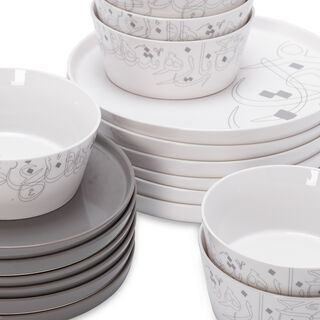 18 Pcs Calligraphy New Bone Dinner Set 