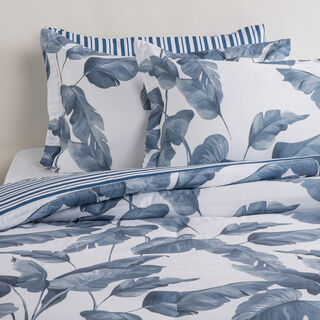 Cottage 6 Pcs Microfiber King Comforter Set, White/Blue, 230*250Cm