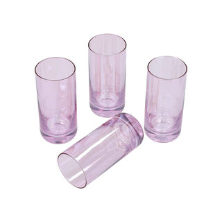 Set Of 4 Clear Tumbler With Pink