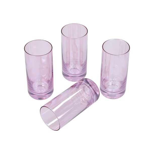 Set Of 4 Clear Tumbler With Pink image number 2