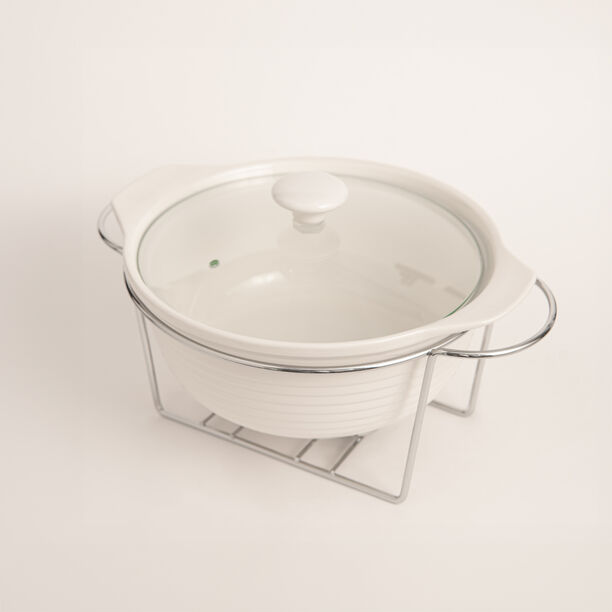 La Mesa 11"Round Casserole With Candle Stand Silver image number 0