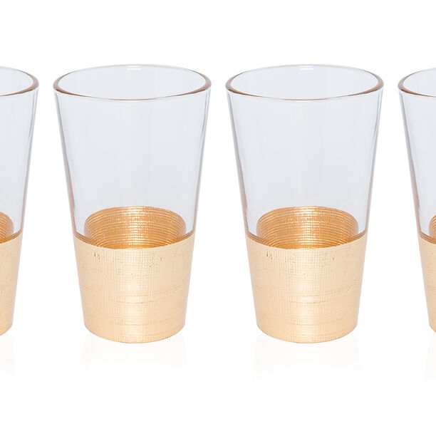 4 Pcs Glass Tumblers With Grid Cutting Gol image number 0