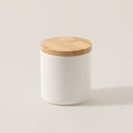 3 Pcs White Chalk Storage Jars With Bamboo Lid image number 2