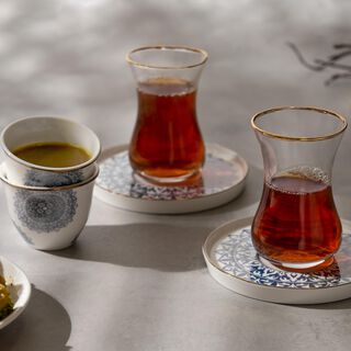 طقم شاي وقهوة 18 قطعة لون أزرق معدني من لاميسا