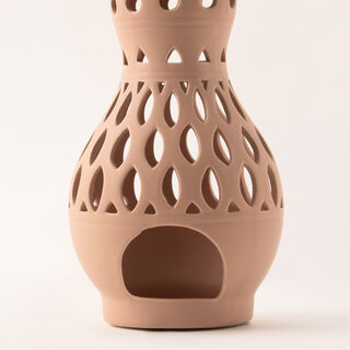 Homez beige ceramic candle holder 12.1*12.1*24.7 cm