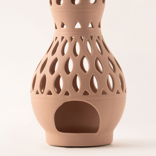 Homez beige ceramic candle holder 12.1*12.1*24.7 cm image number 3