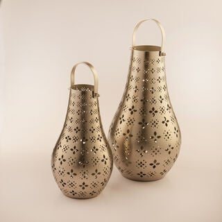 لوسيرنا فانوس رمضان من الستانلس ستيل باللون الفضي 20*20*34سم