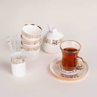Lamesa 28 Pieces Porcelain Tea And Coffee Set White Gold