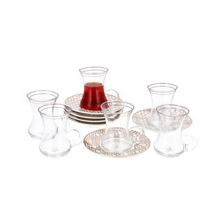 12Pc Arabic Tea Cups Kan Ya Makan Porcelaim Gold