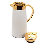 Plastic Vacuum Flask Pipe Gold/White 1L image number 2