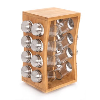 Alberto Bamboo Rack With 16 Pieces Spice Jars