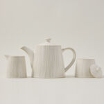 Off white porcelain Asian tea cups set 11 pcs image number 1