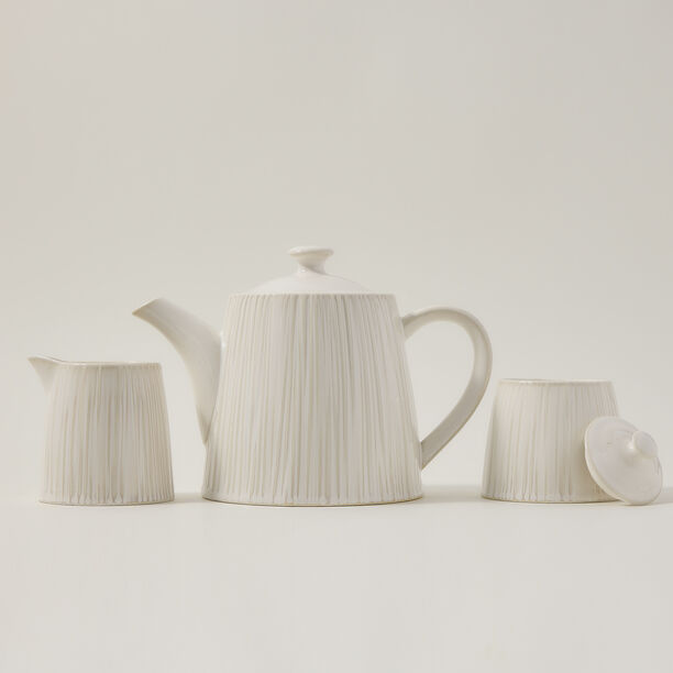 Off white porcelain Asian tea cups set 11 pcs image number 1