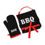 2 Pieces Cotton Kitchen Apron & Glove With Bbq Design image number 1