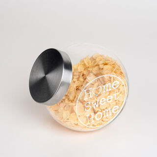 Alberto Round Glass Storage Jar With Metal Lid And Decal 1550Ml