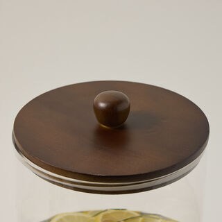 Clear Dispenser With Wooden Base & Lid & Tap