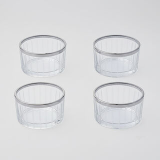 Dallaty Glass Serving Bowl With Silver Rim, 4 Pieces