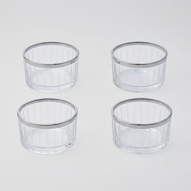 Dallaty Glass Serving Bowl With Silver Rim, 4 Pieces image number 0