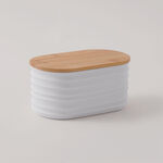 Alberto plastic plastic container with bamboo lid, white 13.8*8*6.8 image number 0
