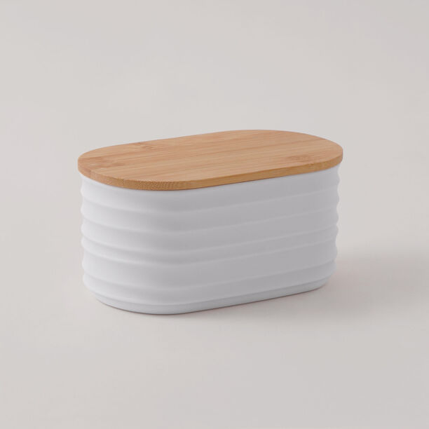 Alberto plastic plastic container with bamboo lid, white 13.8*8*6.8 image number 0