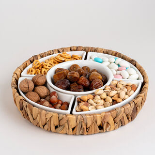 5 Pcs Section Tray With Sea Grass Basket