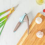 Alberto stainless steel garlic presser with blue and brown handle image number 0
