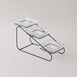 La Mesa 3pcs glass snack bowl set with black iron stand 12*12*4.5 image number 0