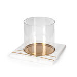 Candle Holder White Marble Gold Inlay image number 0