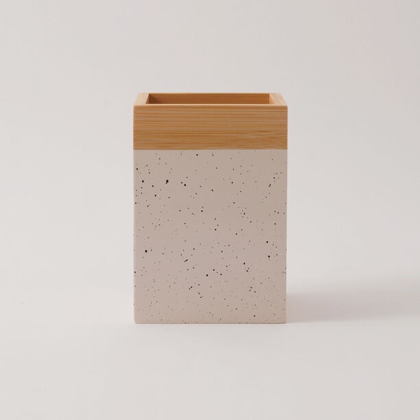 Alberto Bamboo Utensil Holder 10*10*14.5Cm, Beige image number 1