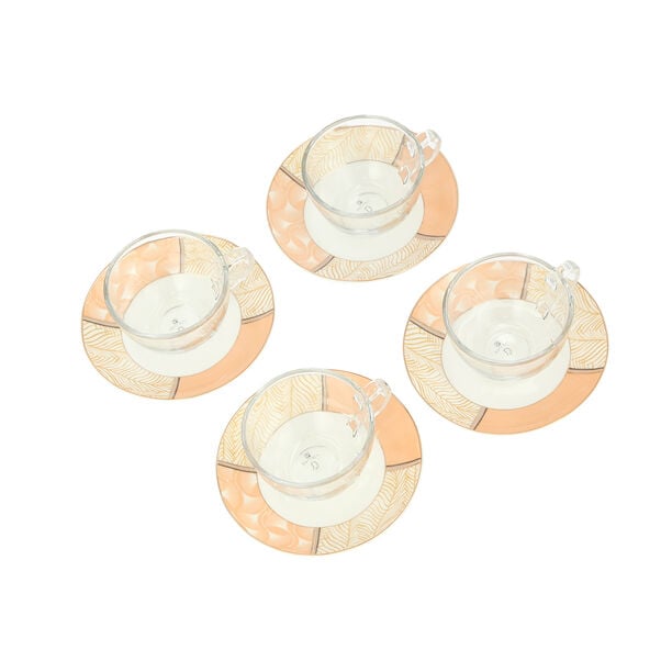 English Tea Set Glass 8Pc Ginkgo Peach Serv 4Ppl image number 0